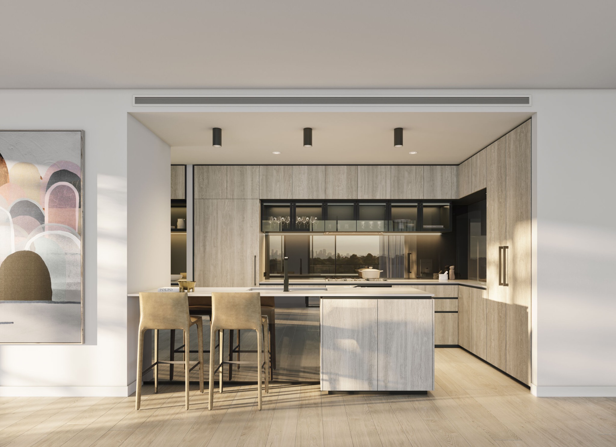 Light-toned Loam House kitchen with natural timber joinery